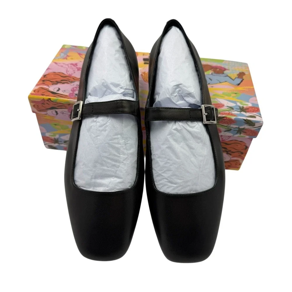 NIB Jeffrey Campbell Elise 2 Mary Janes Black Leather Sz 10 Anthropologie Ballet